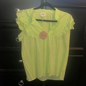 BiBi Neon Green Ruffled Blouse